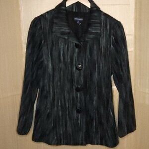 Travelsmith Womens Green Blue Wool Feel Heavyweight Large Button Jacket Medium